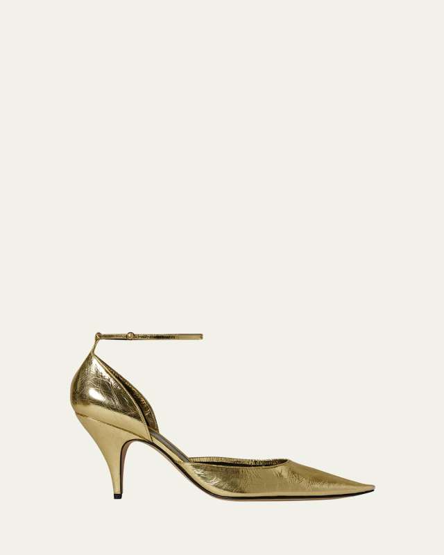 Liisa Metallic D'Orsay Ankle-Strap Pumps